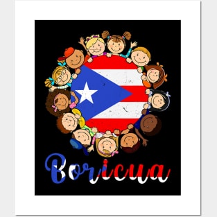 Hispanic Heritage Month Shirt Puerto Rican Flag Boricua Kids Posters and Art